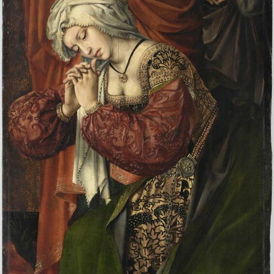 The Three Weeping Marys reverse: Saint Barbara