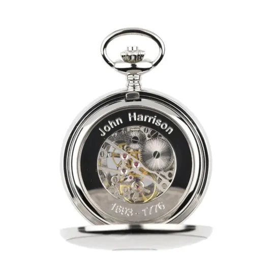 Royal Observatory Greenwich John Harrison's H4-Inspired Chrome Pocket Watch Royal Museums Greenwich