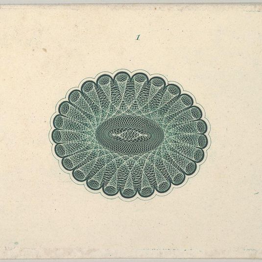 Banknote motif: oval lathe work ornament resembling a lace ruff