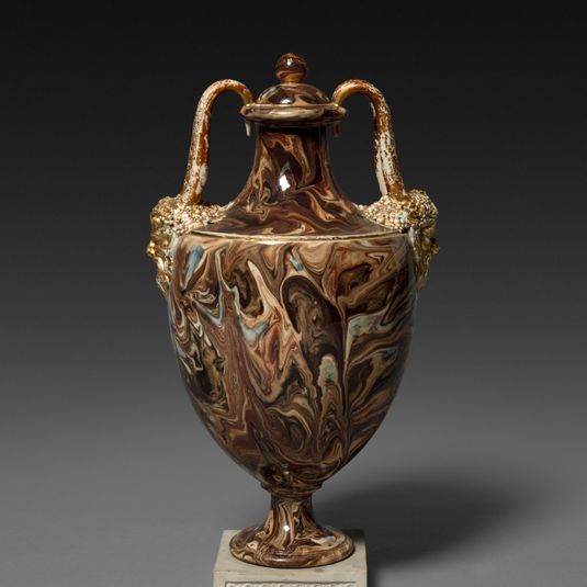 Agateware Vase with Cover