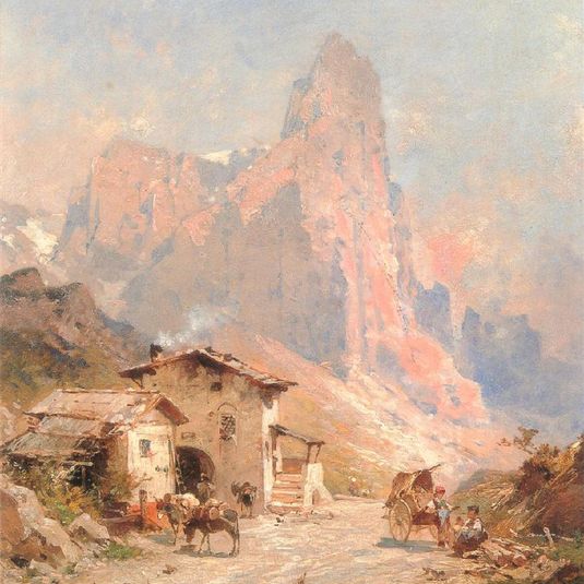 Figures in a Village in the Dolomites