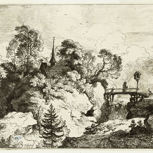 L'Ermitage près d'un pont d'après Allaert van Everdingen