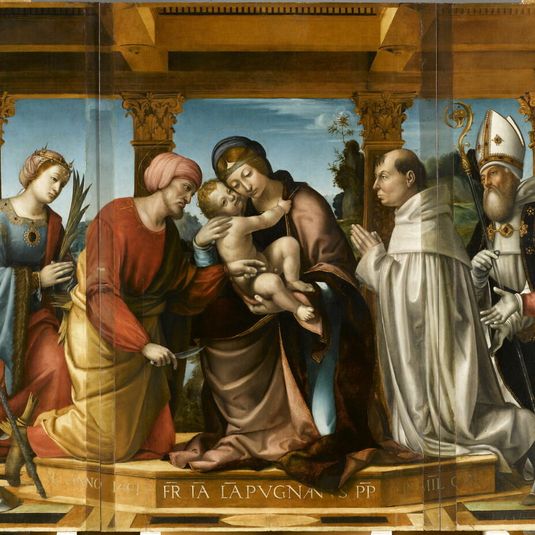 The Circumcision with Saint Ambrose, Saint Catherine, Saint Baldwin, Saint Jerome and Fra Jacopo Lampugnani as donors