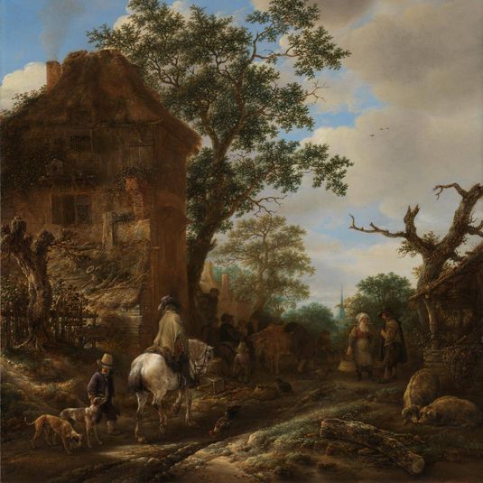 The Outskirts of a Village, with a Horseman