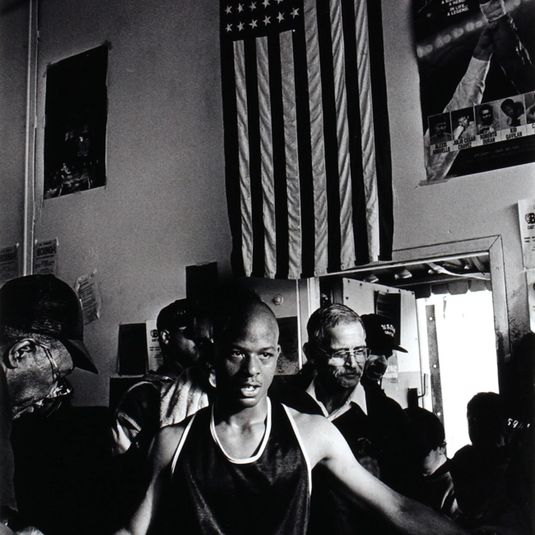 Unidentified boxer with flag