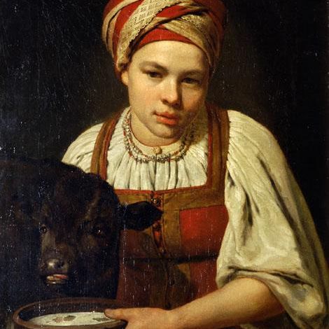 A Peasant Girl with a Calf