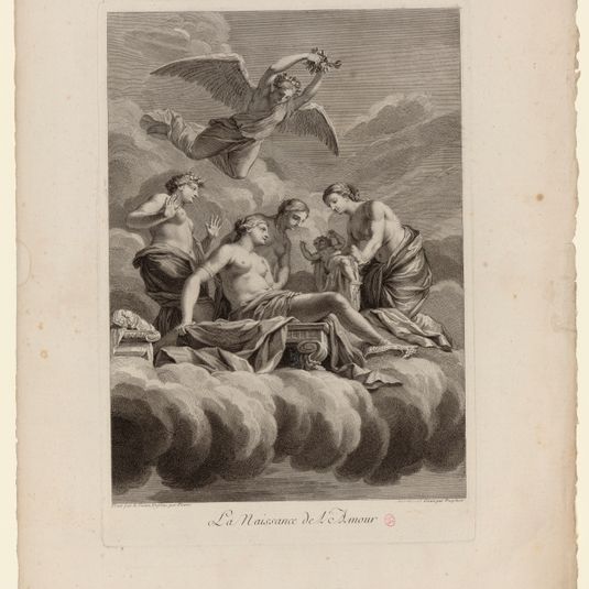 Les peintures de Charles Le Brun et d'Eustache Le Sueur de l'hôtel Lambert. Cabinet de l'Amour : La naissance de l'amour.