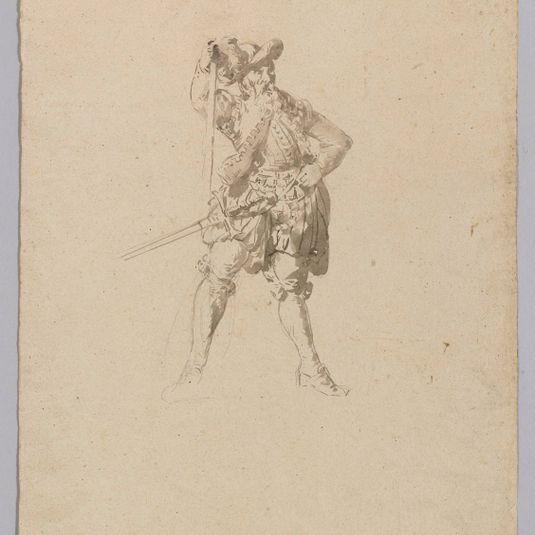 Projet de décor pour un vitrail néo-renaissance: militaire.