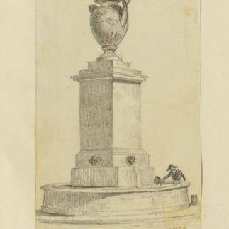 La fontaine de la place de l'Ecole démolie en 1855, 1853