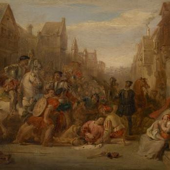 [Compositional Sketch for] The Regent Murray shot by Hamilton of Bothwellhaugh