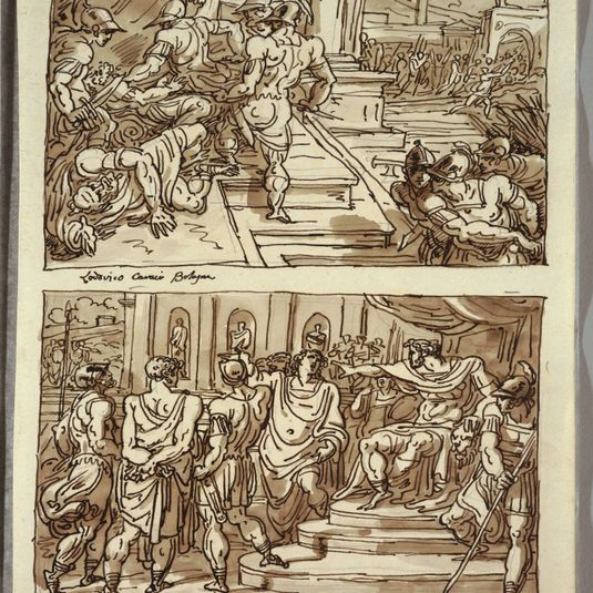 Remus Kills King Amulius; Remus Led in Chains before King Amulius; Two Studies After Carracci