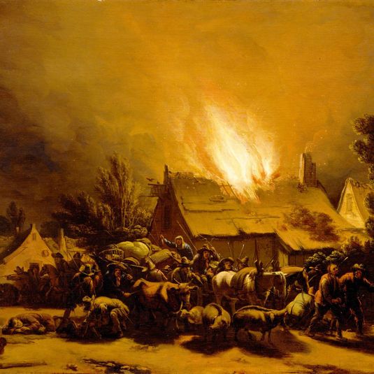 Peasants Fleeing a Burning Barn