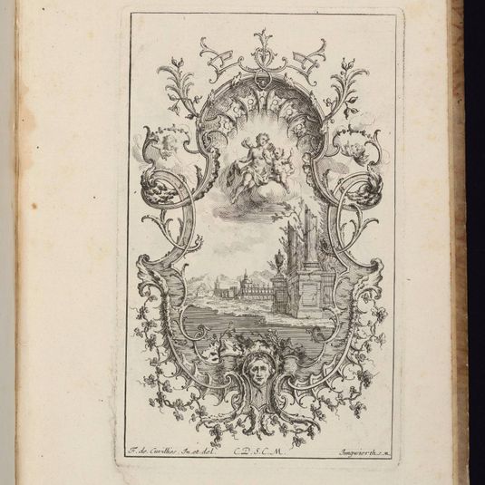 Cartouche with View of Palace and Ruins, Livre d’ornements (Book of Ornaments)
