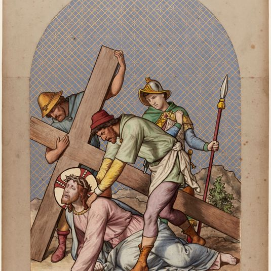 Etude pour le chemin de croix de l'église Notre-Dame-de-la-Croix : Station IX : Jésus tombe pour la troisième fois