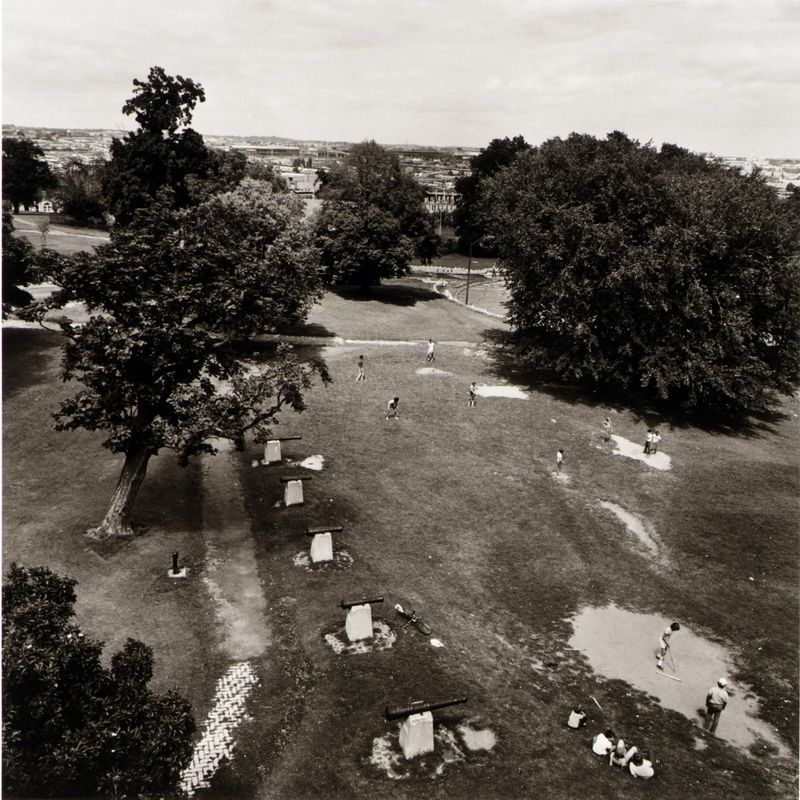View of Patterson Park looking North from the top of the Pagoda. The park is the center for recreational activities for the community.