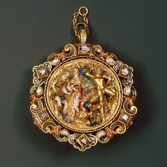 Hat Badge Mounted as a Pendant with the Flaying of Marsyas