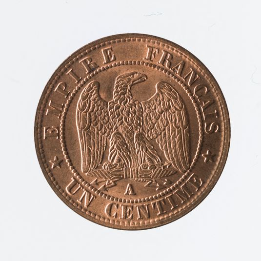 Pièce de 1 centime en cuivre de Napoléon III, 1854