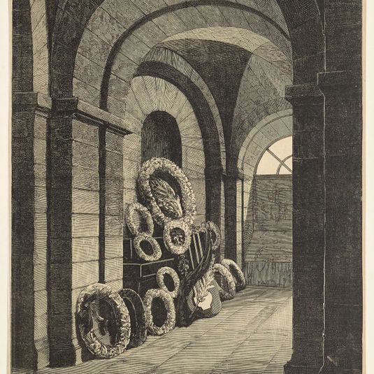 Aspect du caveau où est déposé le corps de Victor Hugo dans la crypte du Panthéon
