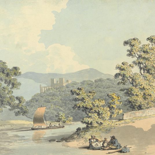 Country Folk with a Child, Beside a River
