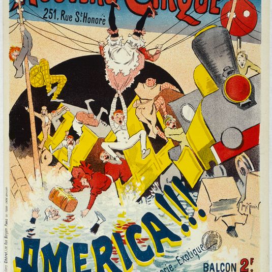 Tous les Soirs à 8h. 1/2/ NOUVEAU CIRQUE/ 251, Rue St. Honoré/ AMERICA!!!/ Bouffonnerie Exotique