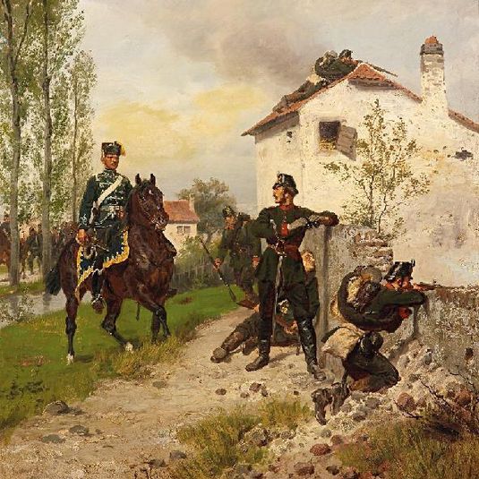Preußische Jäger Und Ein Berittener Husar