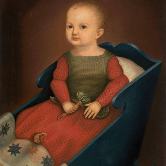 Baby in Blue Cradle