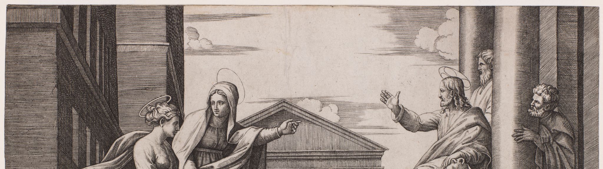 Notre Dame à l'escalier d'après Raphaël (Bartsch 45 - Bartsch illustré tome 26 (volume 14, 1ère partie), page 64)