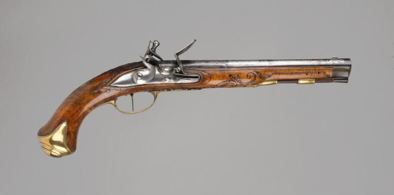 Flint-lock pistol with ramrod