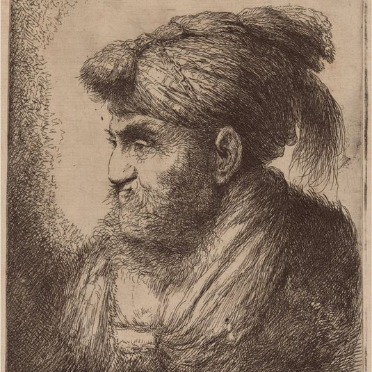 Man with a Beard and a Tassled Headdress, Facing Left