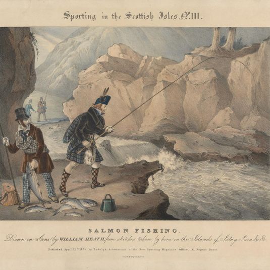 [Set of four] Sporting in the Scottish Isles: No. III. Salmon Fishing