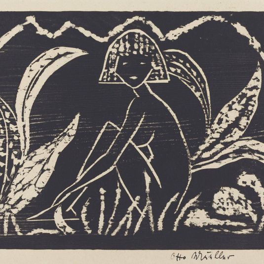 Nude Figure of a Girl in a Landscape (Madchenzwischen Blattpflanzen)