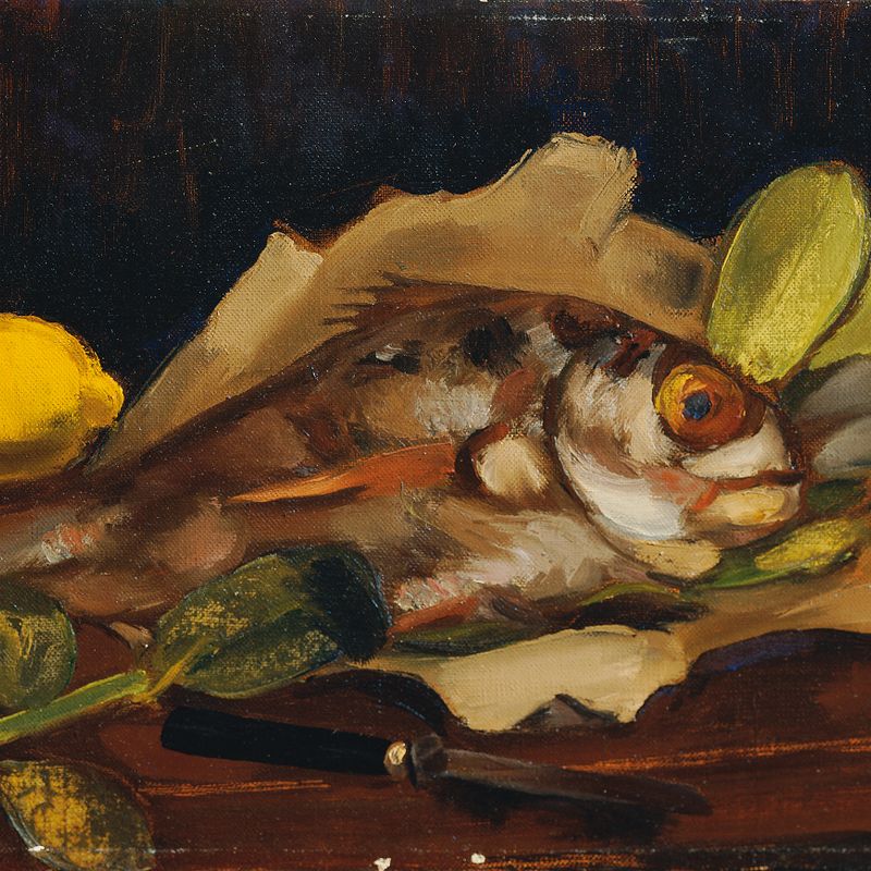 Fish Still Life with Lemon