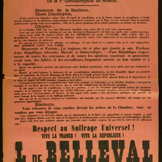 Aux ELECTEURS/ De la 1re Circonscription de Sceaux./ Electeurs de la Banlieue