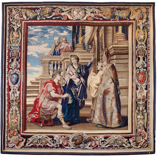 Tapestry showing Constantine Worshiping the True Cross, Indicated by Saint Helena