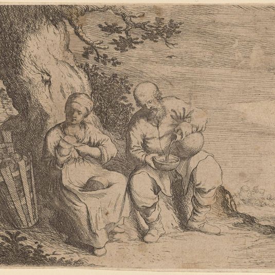 Peasant Couple Sitting under a Tree