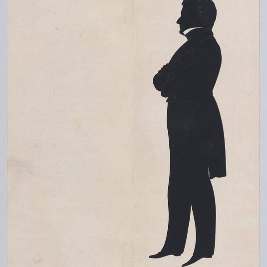 Portrait of a Man, Full-length, Facing Left, with Arms Folded and a White Collar