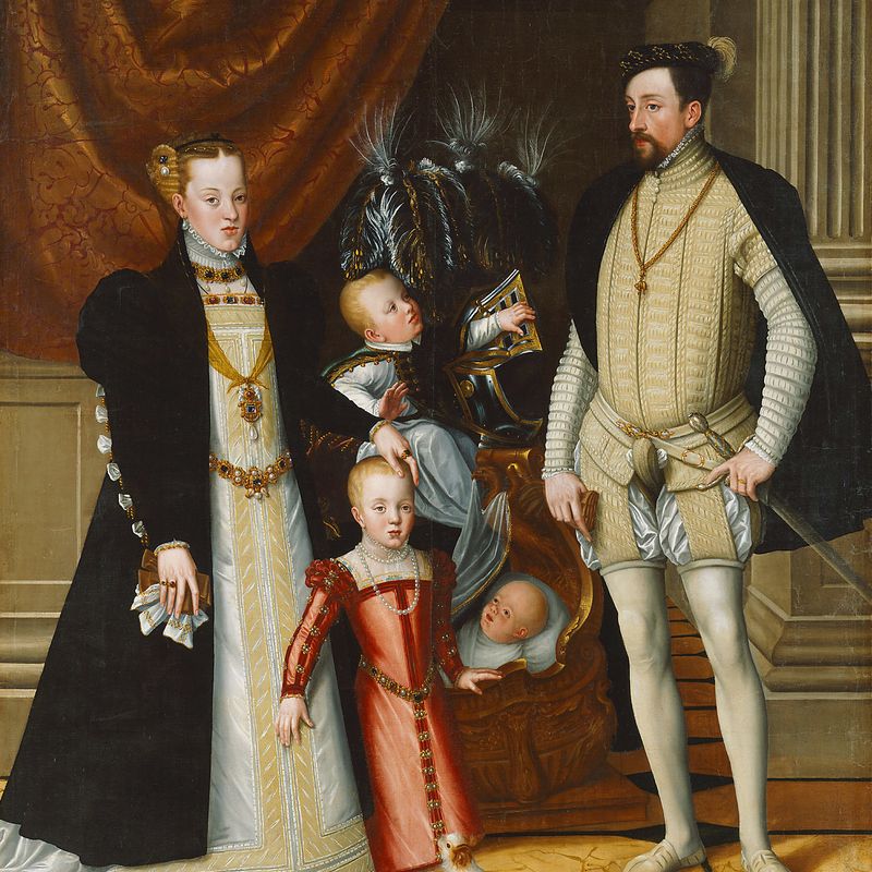 Maximilian II Holy Roman Emperor Maximilian II of Austria and his wife Infanta Maria of Spain with their children