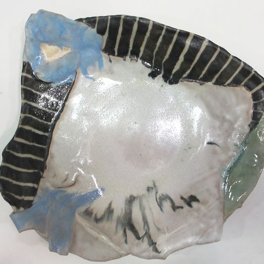 Plate with Blue Decor