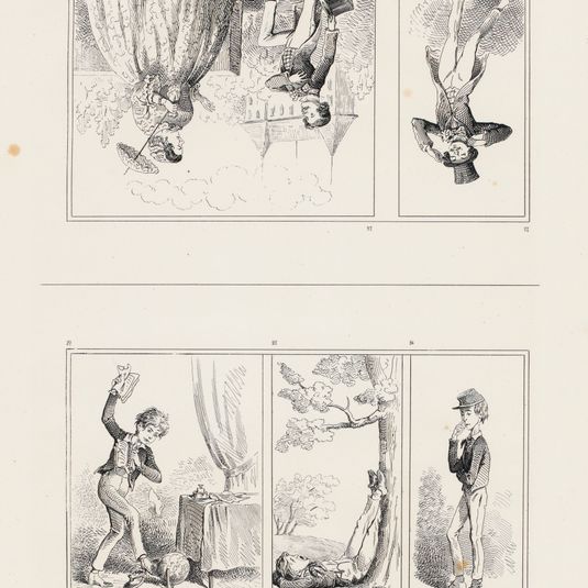 Et pour la deuxième fois, l'indisciplinable Verjus voit à sa grande satisfaction, le cours de ses études interrompu [...]. / 22. / Le mystère est accompli! Le papillon déploie ses ailes... Il prend son essor [...]. / 25.