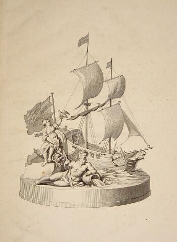 Versiering voor de maaltijd ter ere van de Alliantie met Frankrijk (januari 1786): Vrije Zeevaart
