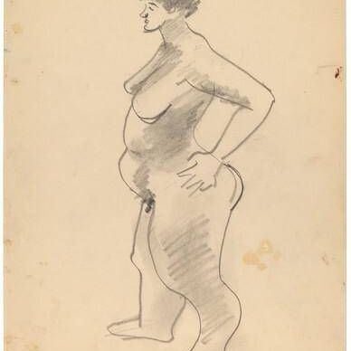 Large Standing Female Nude Turned to the Left, Hand on Hip