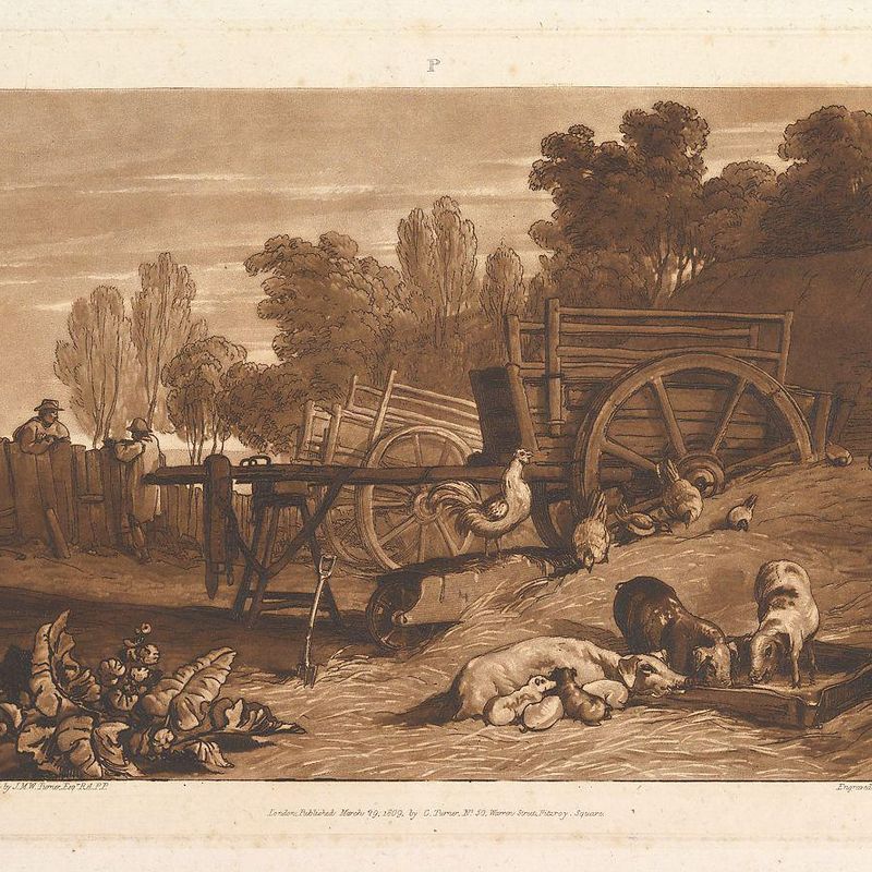 The Farm-Yard with the Cock, part IV, plate 17 from "Liber Studiorum"
