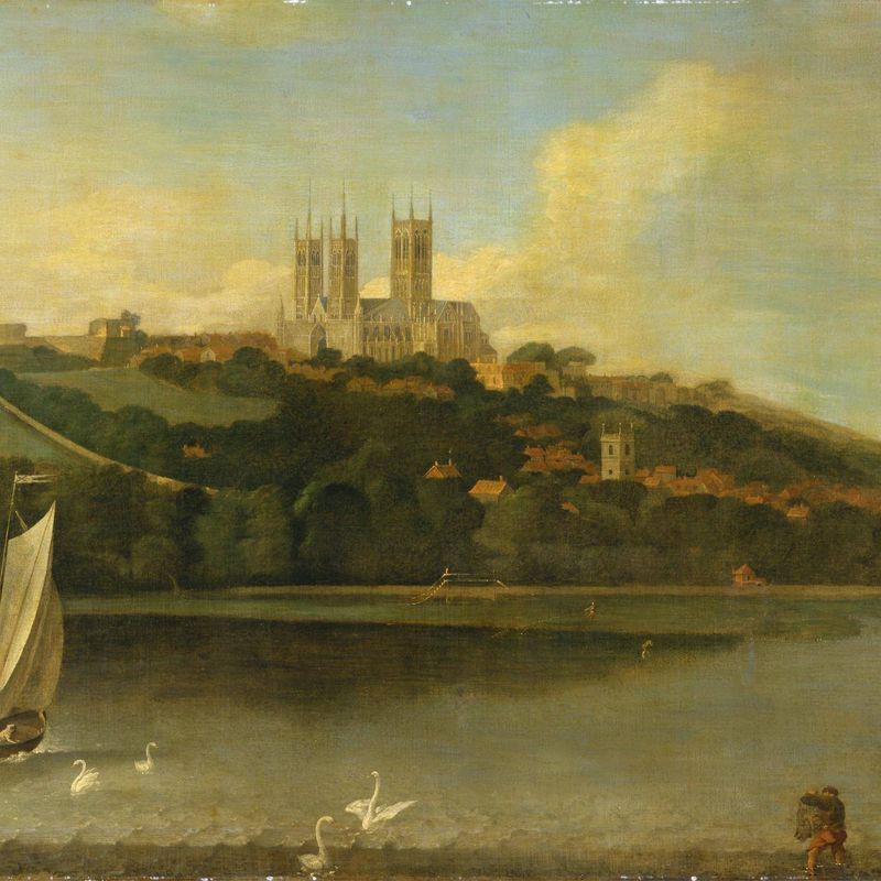 A View of the Cathedral and City of Lincoln from the River