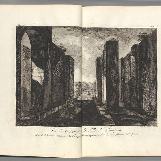 View of the interior of the city of Pompeii, from Antiquités de Pompeïa, tome premier, Antiquités de la Grande Grèce... (Antiquities of Pompeii, volume one, Antiquities of Great Greece...), volume 1, plate 6