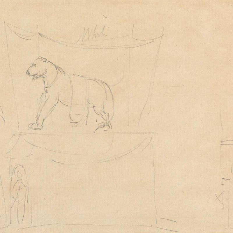 Sketch with a Figure and an Animal