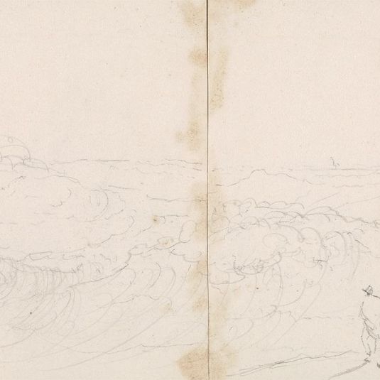 Sketch of a Man Watching Large Waves, Hastings