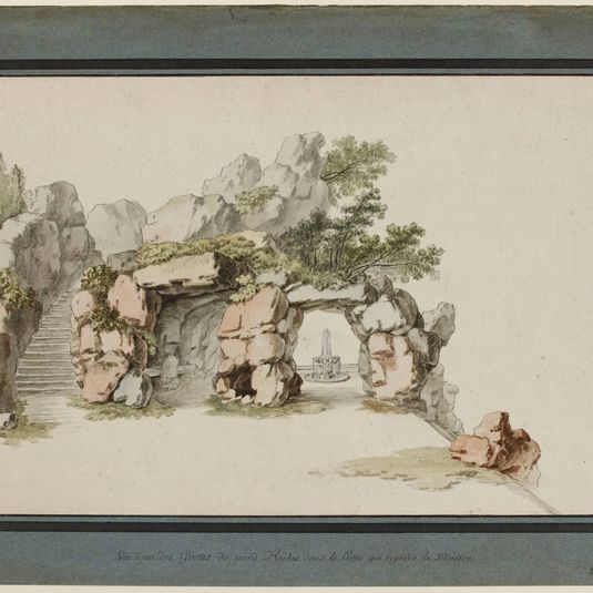 Vue d'une des Grottes du grand Rocher dans la Partie qui regarde la Maison