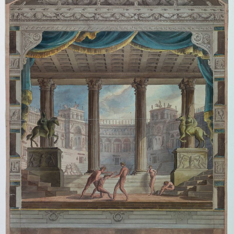 Theater Curtain: View of a Classical Amphitheater, Marsigli-Rossi Theater, Bologna
