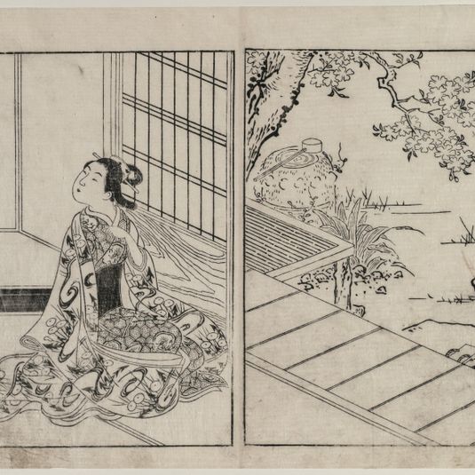 Woman Looking at a Hanging Scroll