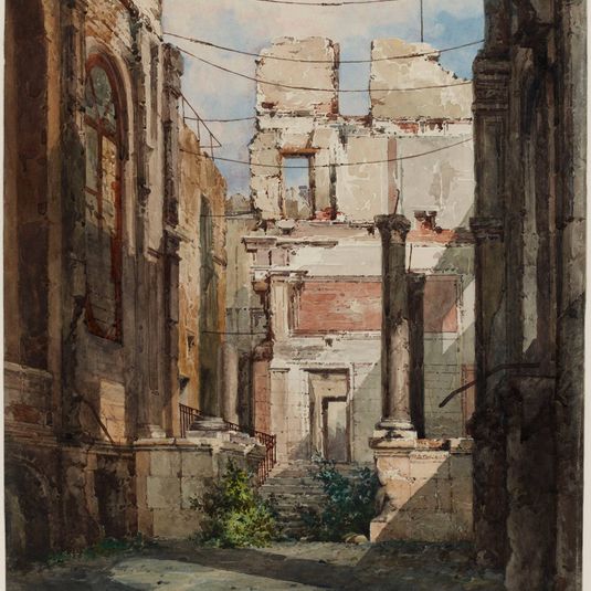 Les ruines de la Cour des Comptes, palais d'Orsay, quai Anatole-France (actuel Musée d'Orsay), 7ème arrondissement.